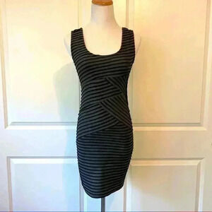 Grey and black ribbed mini dress